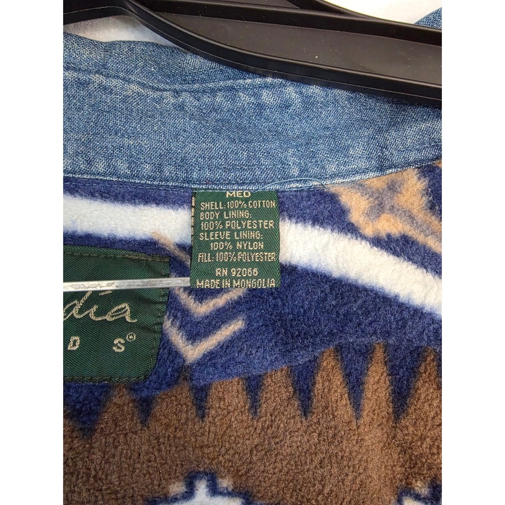 Vintage Scandia Woods Fleece Lined Denim Shacket Med Blue Cotton Southwestern - Picture 5 of 7